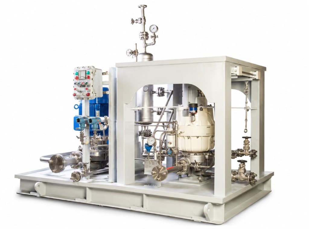 Packaged process skid with motor, vessels, piping and controls